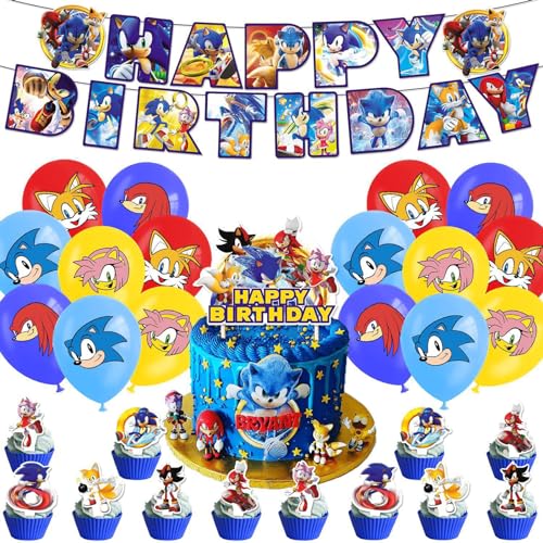 Anime Geburtstag Tortendeko-Miotlsy 34 Stück Anime Cupcake Toppers Happy Birthday Cake Deko, Geburtstag für Kinder Mädchen Junge Baby Geburtstag Dekoration von Miotlsy