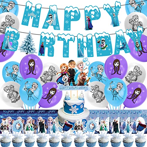 Anna und Elsa Deko CartoonParty Geburtstag Deko,CartoonGeburtstagsdeko Mädchen CartoonBallon Geburtstagsdeko Elsa, Gefrorene Blaue & Weiße & Konfettilatex Ballone von Miotlsy