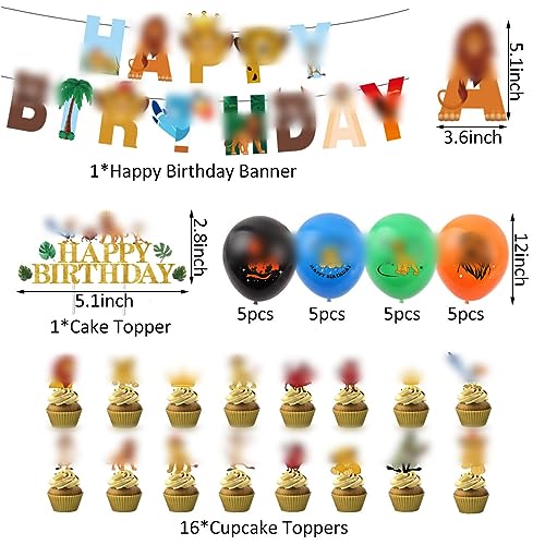 Birthday Decoration Cartoon Balloons, König der Löwen Geburtstag Party Dekoration, Happy Birthday Banner mit Latexballons, Party Geburtstag Deko für Mädchen Junge, Geburtstag Baby Shower Dekor von Miotlsy