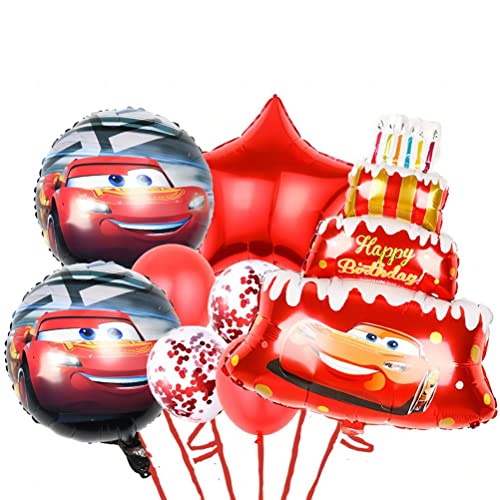 Car Geburtstagsdeko Jungen 9PCS Auto Deko Geburtstag Rennauto Luftballons Partydeko, Rennwagen Ballons Geburtstag, Happy Birthday Banner als Kindergeburtstag Dekoration von Miotlsy