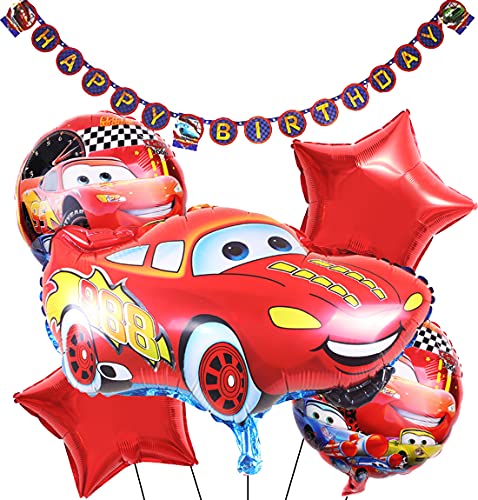 Cars Deko Geburtstag Auto - Geburtstags - Party Versorgungsmaterialien für Jungen mit Fahrzeug -Thema Happy Birthday Banner, Auto Folienballons von Miotlsy