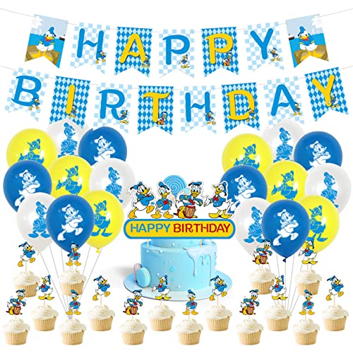 Donald Duck Partyzubehör Donald Duck Maus Geburtstagsdeko, Kinderparty Ballone Party Donald Duck Ballon Deko, Cupcake-TopperBallons, Kindergeburtstag（Blau） von Miotlsy