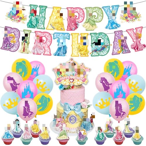 Geburtstagsdeko, 30 Stück Deko Geburtstag Set Enthält Geburtstagsbanner Kuchendeckel Luftballons Party Geburtstagsdeko für Kinder von Miotlsy