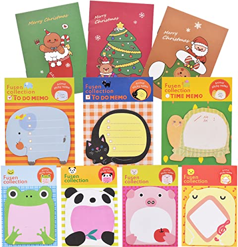 Mini Sticky Notes - Miotlsy 10 Pack Cute Sticky Notes Mini Animal Sticky Notes Set Funny Self Adhesive Memo Pad Colourful for Office School Home von Miotlsy