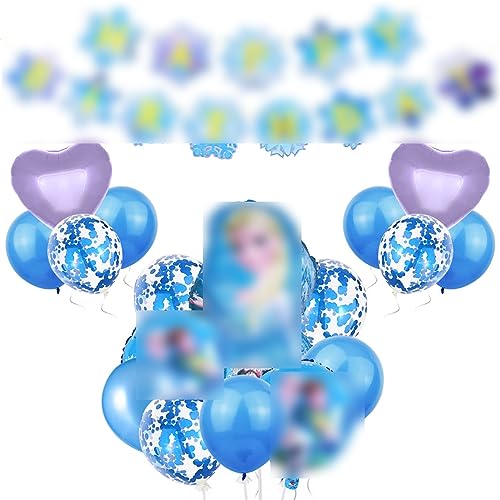 Miotlsy Cartoon Geburtstagsparty Deko,Eiskönigin Luftballons,Prinzessin Folienballon,Eiskönigin Geburtstag Deko, Eiskönigin Party Deko Set für Mädchen Party Deko Zubehör von Miotlsy