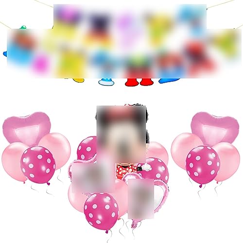 Miotlsy Cartoon Mouse Geburtstagsdeko,Mini Mouse Luftballons Geburtstag,Rosa Geburtstagsdeko Luftballon Set für Mädchen,für Hochzeit, Jubiläum, Geburtstagsfeier von Miotlsy