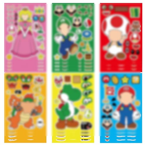 Miotlsy Cartoon Sticker Gesicht DIY 24 Sheets Anime Decorative Aufkleber Face Art Sticker Set Wasserdichte DIY Gesichts Streichholz Aufkleber für Party Favor Supplies Craft von Miotlsy