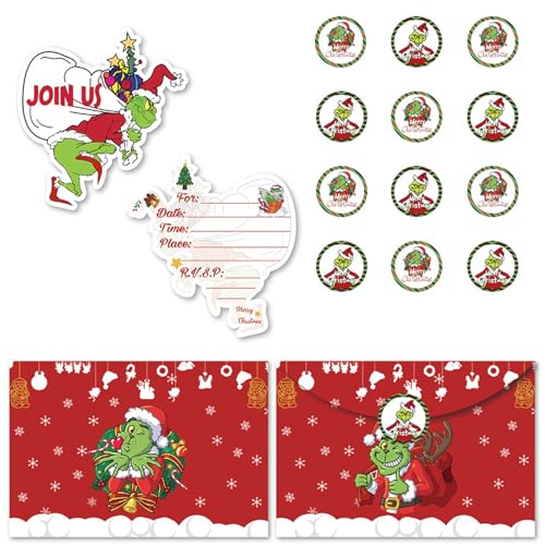 Miotlsy Einladungen zur Weihnachtsfeier Weihnachtsfeierzubehör 12er Pack Einladungskarten mit Umschlägen Partyzubehör Einladungskarten Geburtstag für Geburtstag Weihnachtsfeier von Miotlsy