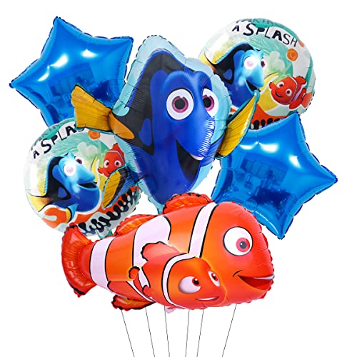 Miotlsy findet nemo Geburtstagsfeier Decoration Geburtstagsdeko Mir Thema Helium Ballongas Tiere Ballons Geschenke für Kinder Finding Nemo Partydekoration 6 pcs von Miotlsy
