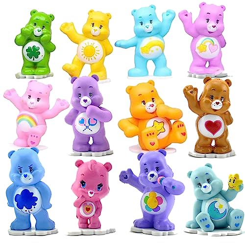 Miotlsy Glücksbärchi-Mini Figuren Set, 12pcs Regenbogenbär Kuchendeko Kleiner Niedlichen Harz Bär Doll dekoration,Mini Figuren,Kuchen Ornament, Party Dekoration Cake Topper (Farbe zufällig) von Miotlsy