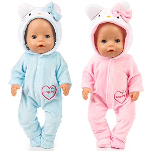 Miotlsy Kleidung für Puppen 2 Stück Comic-Tiere Kleidung Outfits Puppenkleidung Kostüm Kleider für 18 Zoll Americal Girl Baby Puppen (Blau/Rosa) von Miotlsy