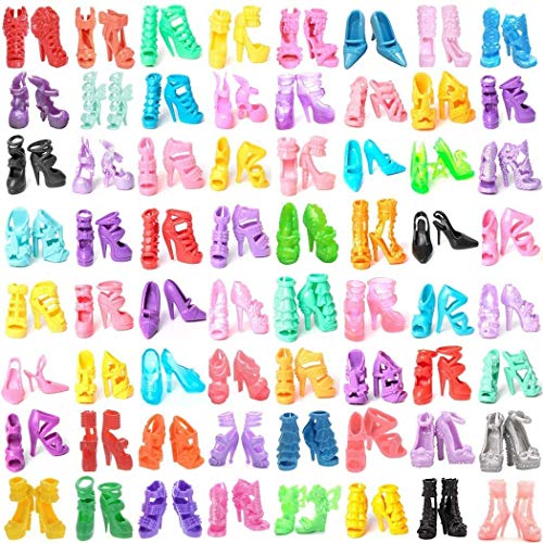 Miotlsy Kleidung zubehör Set 60 Paar Schuhe Zubehör Accessories für 11,5 Zoll Mädchen Puppen Fashionistas Puppe Prinzessin Barbie Puppe von Miotlsy