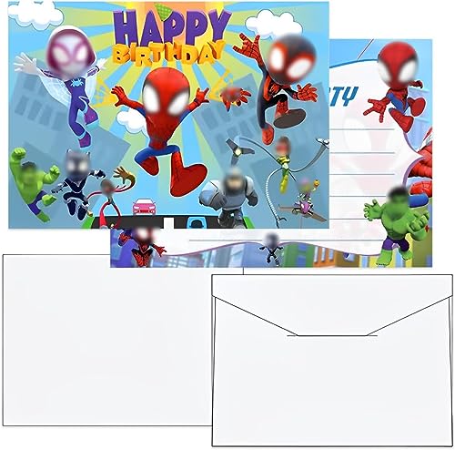 Miotlsy Partyeinladungen Einladungen Kinder Cartoon Einladungskarten Kindergeburtstag Junge Mädchen Geburtstagskarten Set mit Umschlag 12 pcs von Miotlsy