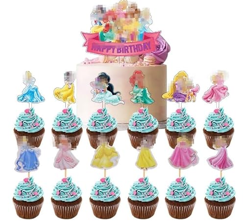 Miotlsy Tortenaufleger Prinzessin, Cupcake Toppers Prinzessinnen Kuchen Topper for Children Princess Theme Party Birthday Party Cake Decoration Supplies 31 Pcs von Miotlsy