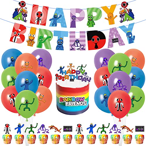 Rainbow Game Geburtstagsdekorationen 41 Stück Rainbow Gaming Wiki Geburtstagsballons Partydeko Pack Rainbow Wiki Horrorspiel Party Banner Luftballons Tortenaufsätze für Kindergeburtstag von Miotlsy