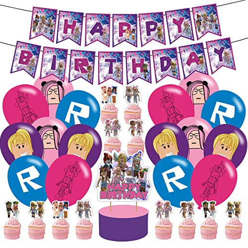 Roblox Partyzubehör Dekoration Geburtstag Banner Ballon Kuchendeko für Spielliebhaber Geburtstag Kinder Birthday Dekoration von Miotlsy