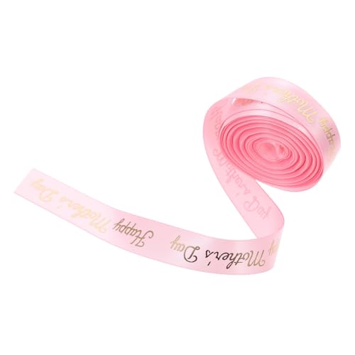 Mipcase 1 Rolle muttertagsband Haarschleifenband Bastelstoffband Bogen Liebe Einladung Dekorative Bänder Blumensträuße als Geschenkband Drahtkantenbänder Fröhlich Ballon Polyester Rosa von Mipcase