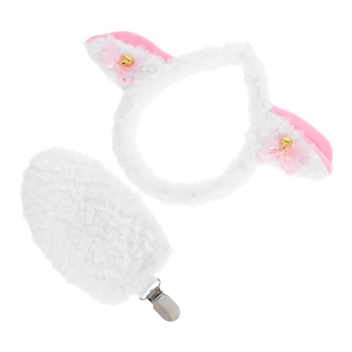 Mipcase 1 Satz Lammkleidungszubehör Schaf Kostüm Tierschwanzzubehör Kostüm mit Schafsohren Cosplay -Lammohren Glockenlammohren Lammkostüm für Halloween Lammfeier -Requisiten Stoff Weiß von Mipcase