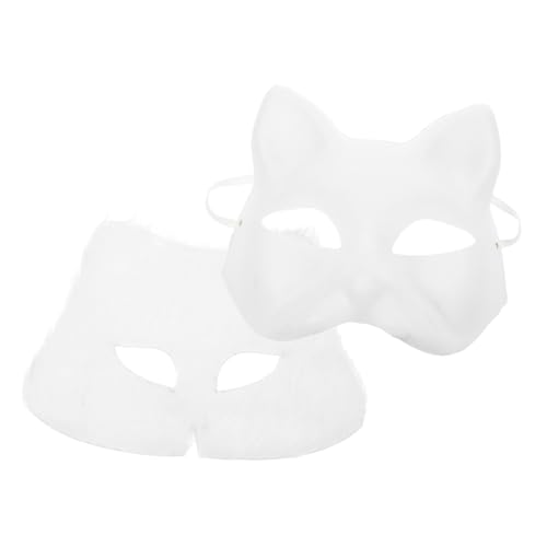 Mipcase 1 Satz Tierische Maske Weiße Fuchsmaske Kostüm-party-maske Karnevalsmaske Weiße Katzenmaske Tierische Halbmaske Masken Verkleiden Katzenkopfmaske Tierkopfmasken Plüschstoffe Weiß von Mipcase