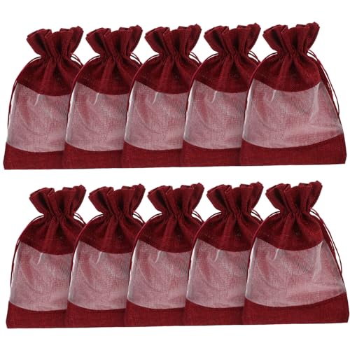 Mipcase 10 Stück Leinen Geschenktüten mit Sichtfenster Zugband Beutel für Schmuck Süßigkeiten Party Geschenkverpackung Weinrot Wiederverwendbar Praktisch und Dekorativ Mipcase 10 Stück Leinen Geschenktüten mit Sichtfenster Zugband Beutel für Schmuck Süßigkeiten Party Geschenkverpackung Weinrot Wiederverwendbar Praktisch und Dekorativ von Mipcase