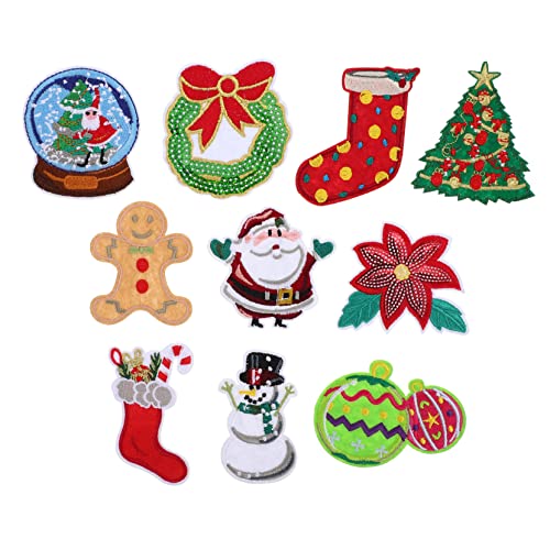Mipcase 10 Stück Teiliges Weihnachts Bügelbilder Aufnäher mit Stickerei Langlebige Hautfreundliche Patches zum Reparieren und Dekorieren von Kleidung Rucksäcken für DIY Weihnachtsdeko Mipcase 10 Stück Teiliges Weihnachts Bügelbilder Aufnäher mit Stickerei Langlebige Hautfreundliche Patches zum Reparieren und Dekorieren von Kleidung Rucksäcken für DIY Weihnachtsdeko von Mipcase