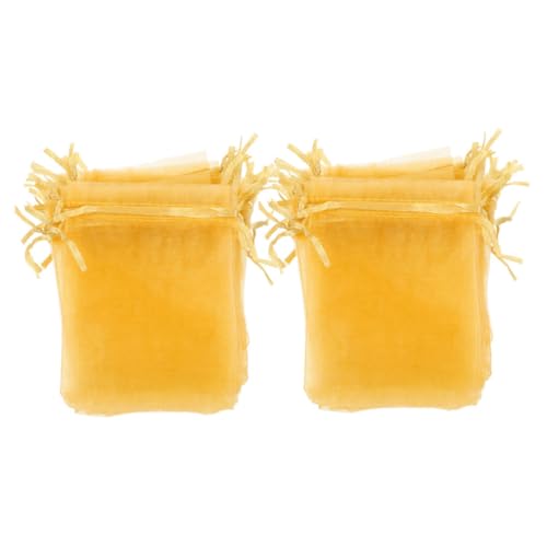 Mipcase 100 Stück Kleine Goldfarbene Organzasäckchen mit Kordelzug Dekorative Geschenkbeutel für Hochzeit Party Schmuckaufbewahrung Luxuriöse Weiche Mesh Beutel zum Befüllen und von Mipcase