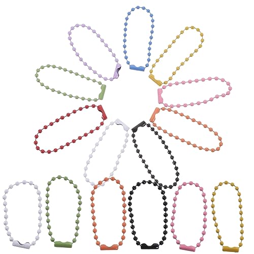 Mipcase 100 Stück Teiliges Metall Kugelkettenset in Mischfarben Vielseitige Kleine Perlenketten für Schmuck Schlüsselanhänger Tags und Weihnachtsbaumschmuck Stabile Eisenmaterialien für von Mipcase