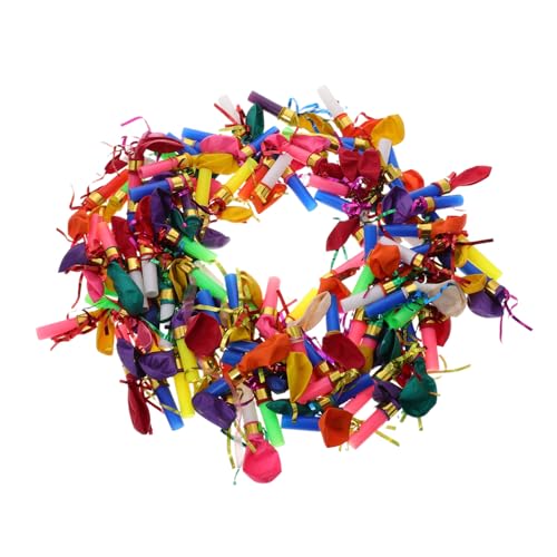 Mipcase 100 Stück Teiliges Pfeifenballon für Bunte Geburtstags Partyspielzeuge mit Integrierter Sicher und Leicht für Halloween Weihnachten und Kinderfeste von Mipcase