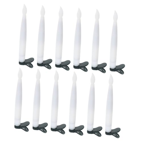 Mipcase 12 Sätze Teiliges LED Weihnachtsbaumkerzen Set mit Warmweißen Frosted Stabkerzen Clip Design Haken und Langlebigem Angelschnur Wiederverwendbar für Weihnachts und Halloween von Mipcase