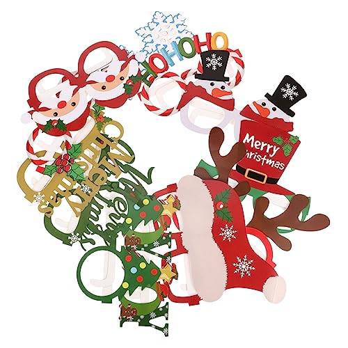 Mipcase 12 Stück Teiliges Weihnachts Papierbrillen Fotorequisiten Lustige Brillenrahmen aus Sicherem Material Leichte Partybrillen für Erwachsene Festliche Xmas Dekoration von Mipcase