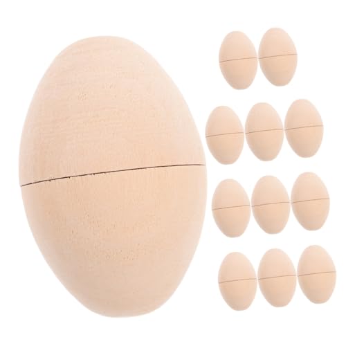 Mipcase 12 Stück weißes embryoniertes Ei Ornament Eier realistisch leer Kind Bastelei aus Holz für Ostern Unvollendete Osterdekoration aus Holz kleine Holzeier Eier bemalen Khaki von Mipcase
