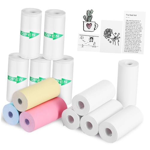 Mipcase 13Rollen Thermopapier Druckerpapier Selbstklebend für Taschendrucker Einfarbig Weiße Vielseitig Einsetzbar für Kreative von Mipcase