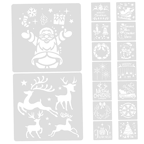 Mipcase 16 Blatt Weihnachtsschablonen Teiliges aus Langlebigem Wiederverwendbare Malschablonen mit Kreativen Mustern Große DIY Zeichenschablonen für Basteln Malen Schulprojekte und von Mipcase
