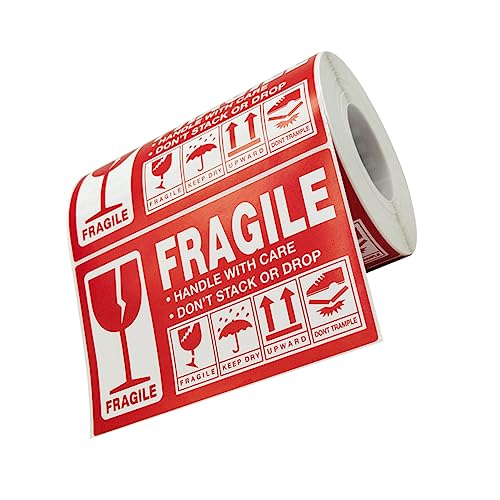 Mipcase 1Rolle Fragile Warnaufkleber Selbstklebende für Versand Zerbrechliche Labels mit Pflegehinweisen Hochwertige Klebstoffaufkleber für Sicheres Verpacken von Mipcase