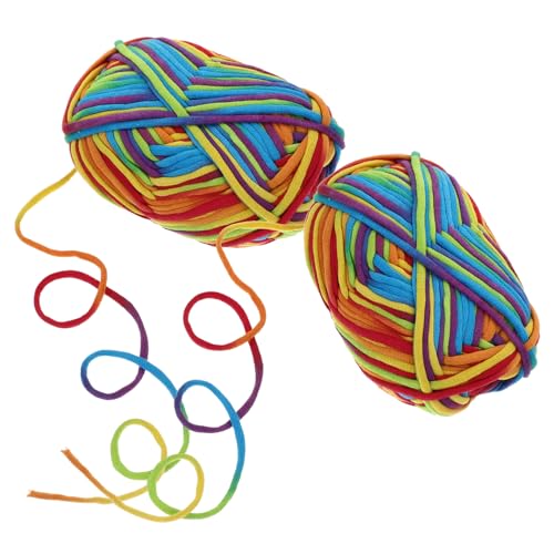Mipcase 2 Stück Bunte Dicke Strickwolle Farbverlauf Garn Regenbogen Knitting Crochet DIY Handarbeit Weiches Hautfreundliches Garn für Schal Pullover und Häkeln von Mipcase