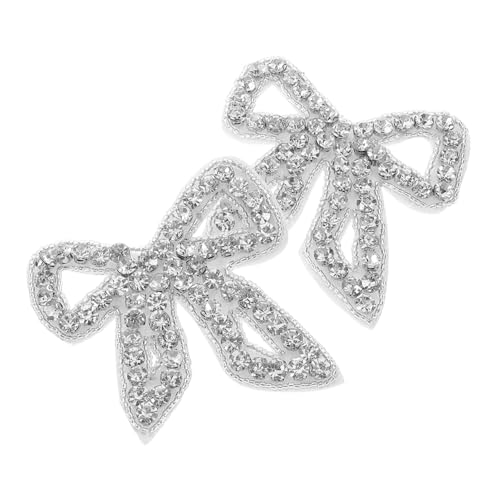 Mipcase 2 Stück Glitzernde Strass Schleifen Patches zum Aufbügeln Langlebige Bowknot Applikationen für Kleidung Taschen Hüte und Brautgürtel Einfache Anbringung DIY Dekoration von Mipcase