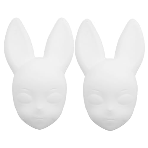 Mipcase 2 Stück Hasenmaske Tierische Maske Maskerade Kaninchenmaske Diy-versorgung Unvollendete Tiermaske Dekorative Tier-halbgesichtsmaske Diy Zubehör Unfertiges Maskenset Pvc Weiß von Mipcase
