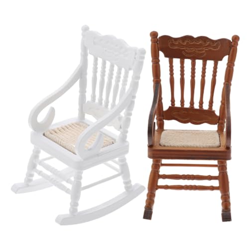 Mipcase 2 Stück Maßstab Holz Miniatur Stabile Holzmöbel Mit Juteseil Sitz Für Puppenhaus Dekoration Retro Stil von Mipcase
