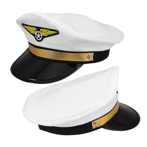 Mipcase 2 Stück Pilotenmütze Piloten-partyhut Für Erwachsene Hut Kostüm Pilotkapitän Piloten-flugmütze Partykostümzubehör Einer Fluggesellschaft Kapitänsmütze Stoff Weiß Mipcase 2 Stück Pilotenmütze Piloten-partyhut Für Erwachsene Hut Kostüm Pilotkapitän Piloten-flugmütze Partykostümzubehör Einer Fluggesellschaft Kapitänsmütze Stoff Weiß von Mipcase