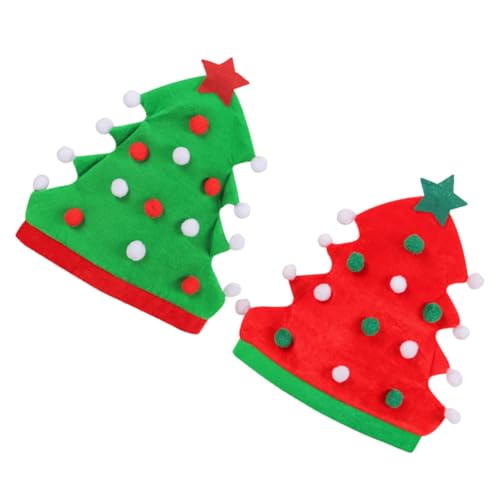 Mipcase 2 Stück Weihnachtliche Weihnachtsbaum Hüte aus Kreative Santa Hats in Rot und Grün Leichte Weihnachtsmützen für Weihnachtsfeier Nikolausmütze für Erwachsene und Familie von Mipcase