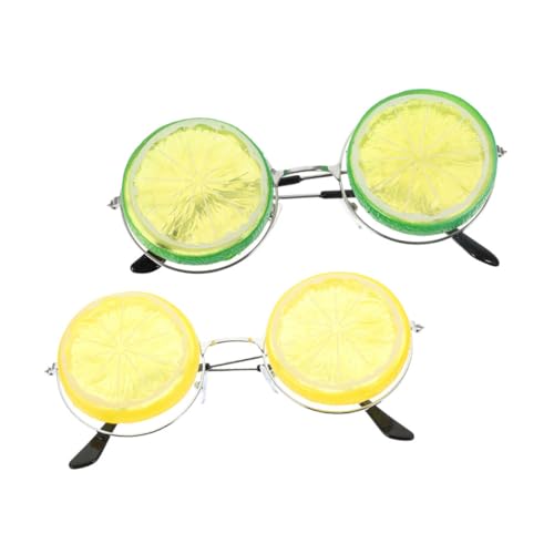 Mipcase 2 Stück Zitronengläser Sommer Brille Spaß Frauen Neuheit Geburtstagsbrille Lustige Brillen Lustige Partybrille Hawaiianische Partybrillen Yellow Plastik von Mipcase