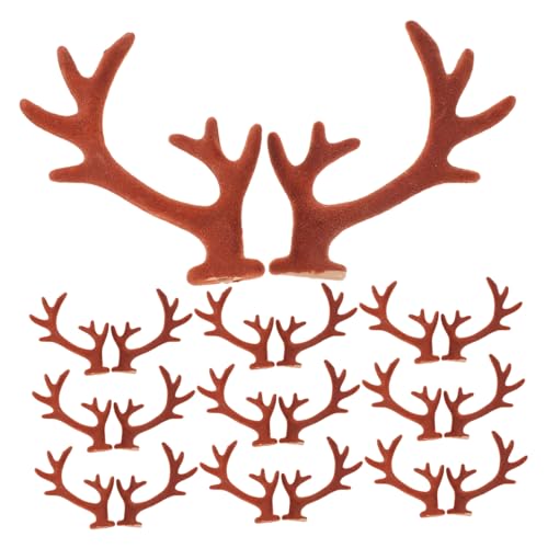 Mipcase 20 Stück Teiliges DIY Geweih aus Beflocktem Material Weiche Rentier Haar Accessoires für Haarreif Basteln Kleine Dekorative Hirschgeweihe für Festliche Weihnachts Kopfbedeckungen von Mipcase