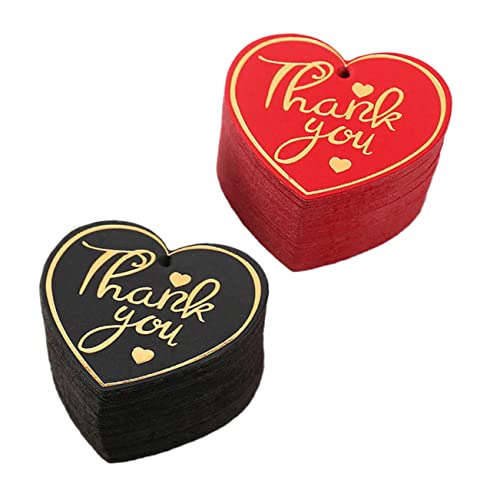 Mipcase 200 Stück Herzförmige Geschenkanhänger aus Papier Dankeschön Anhänger in Rot und Schwarz Hochzeit Tags für Gastgeschenke Festliche Verpackungsetiketten Kreative Dankesetiketten von Mipcase