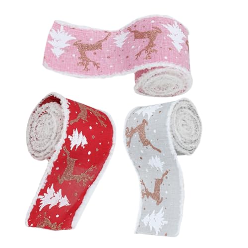 Mipcase 3 Rollen Weihnachtsgeschenkbänder mit Weißem Samtrand und Rentier Dekorative Geschenkbox Verpackungsbänder Farbenfrohes Bastelband für DIY Dekoration Reißfest und Farbecht Mipcase 3 Rollen Weihnachtsgeschenkbänder mit Weißem Samtrand und Rentier Dekorative Geschenkbox Verpackungsbänder Farbenfrohes Bastelband für DIY Dekoration Reißfest und Farbecht von Mipcase