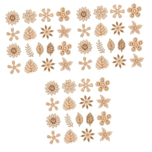 Mipcase 3 Sätze Geburtstagsgeschenk Holzplatten Holzhandwerk Holzstücke Blumen- Leerzeichen Anhänger Aus Unvollendeten Holzausschnitten Graffiti-holzausschnitte Hölzern Beige 100 Stück * 3 von Mipcase
