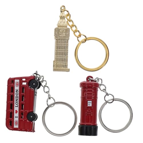 Mipcase 3 Stück Big Schlüsselanhänger England-partydekorationen Busanhänger Big -verzierung Schlüsselanhänger Im Britischen Stil Bus-schlüsselanhänger Tasche Charme Zinklegierung von Mipcase