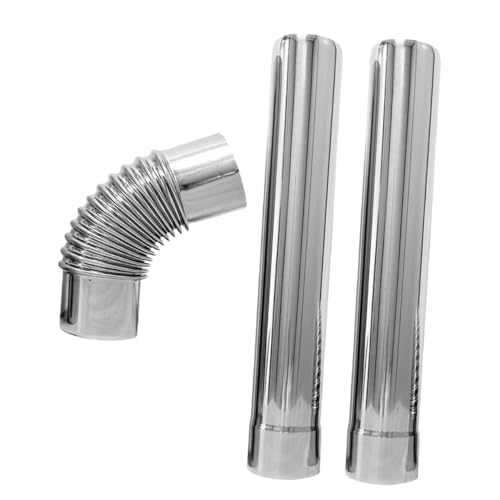 Mipcase 3 Stück Schornstein Metallentlüftungsrauchrohr Ofenrohrverlängerung Verlängerungsrohrverbinder Eckrohr für Holzofen Gerades Rohr aus Edelstahl Kaminrohr Rostfreier Stahl Silver von Mipcase