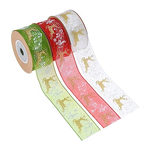 Mipcase 3 Stück Teiliges Weihnachtsband aus Polyester mit Noten und Elchmuster pro Flexibel Zuschneidbar für Geschenkverpackung und DIY Dekoration Geeignet für Festliche Weihnachtsdeko Mipcase 3 Stück Teiliges Weihnachtsband aus Polyester mit Noten und Elchmuster pro Flexibel Zuschneidbar für Geschenkverpackung und DIY Dekoration Geeignet für Festliche Weihnachtsdeko von Mipcase