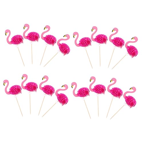 Mipcase 30 Stück Kuchendekorationseinsatz Flamingo-Cupcake-Topper Flamingo-Kuchenaufsatz Bausätze Hawaii-Geburtstagsparty-Dekorationen geburtstagstorte Holz Rosy von Mipcase