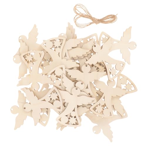 Mipcase 30Stücke Unvollendete Engelsausschnitte Holz DIY Bastelset für Weihnachtsprojekte und Bastelenthusiasten zum Bemalen und Dekorieren von Mipcase